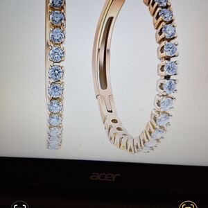 1/2 cttw Natural Diamond Hoops in 10K White or Yellow Gold 1" Tall